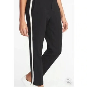 NWT Old Navy Black Jack Stripe Pull On Straight Leg pants women’s size 4P